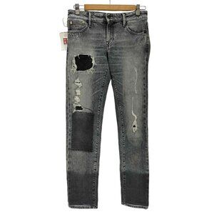 31 30 DENHAM Monroe Women's Jeans Girlfriend Tapered Fit Cotton Patch Distressed
